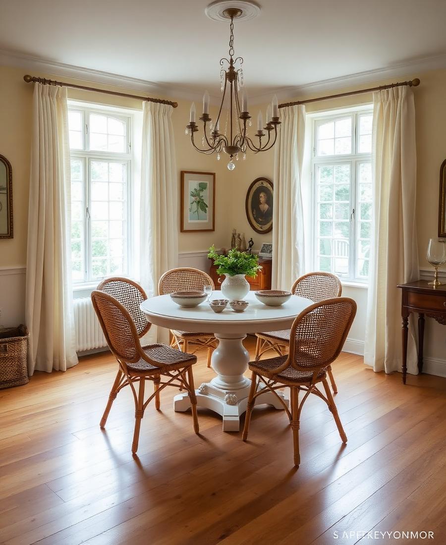 Antique tables, cane, and candlelight